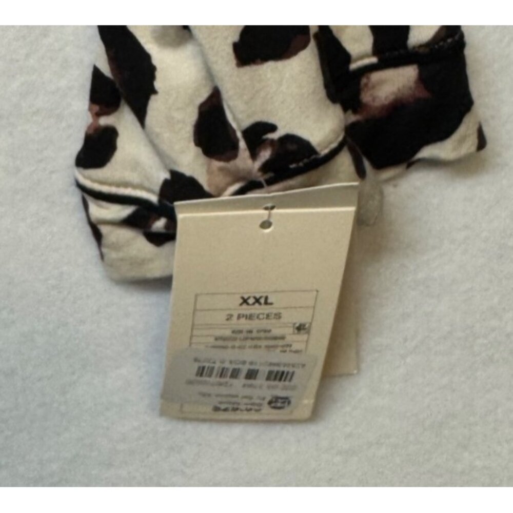 Leopard Print Stars Above Womens Button-Up Pajama Top XXL Soft Beige & Brown - Picture 5 of 11